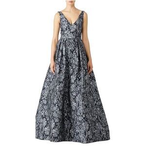 Theia Silver Jacquard Gown Size 0